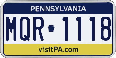PA license plate MQR1118
