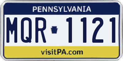 PA license plate MQR1121