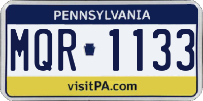PA license plate MQR1133