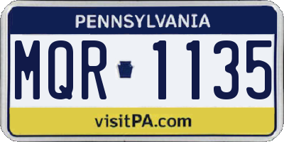 PA license plate MQR1135