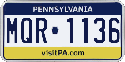PA license plate MQR1136