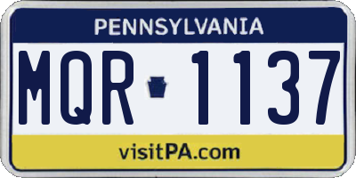 PA license plate MQR1137