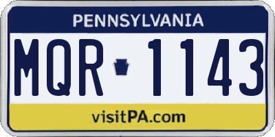 PA license plate MQR1143