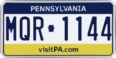 PA license plate MQR1144