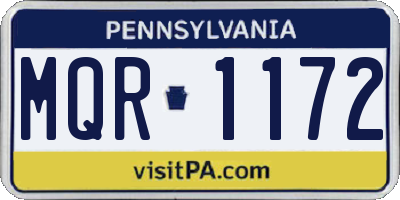 PA license plate MQR1172