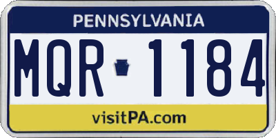 PA license plate MQR1184