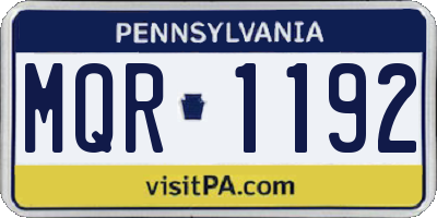 PA license plate MQR1192