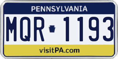 PA license plate MQR1193