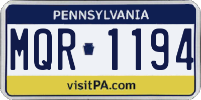 PA license plate MQR1194