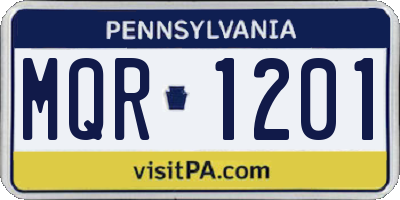 PA license plate MQR1201