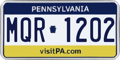 PA license plate MQR1202
