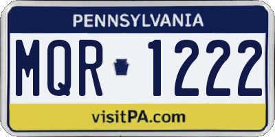 PA license plate MQR1222