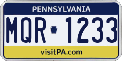 PA license plate MQR1233