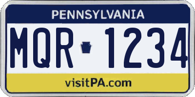PA license plate MQR1234