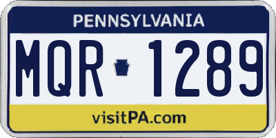 PA license plate MQR1289