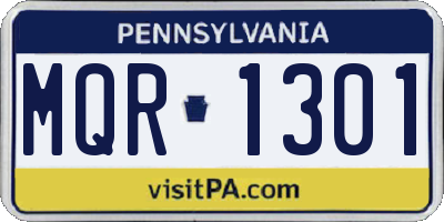 PA license plate MQR1301