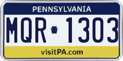 PA license plate MQR1303