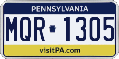 PA license plate MQR1305