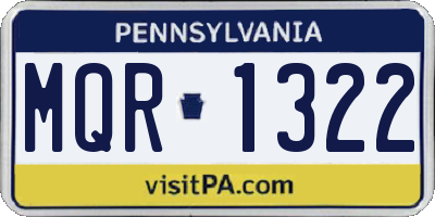 PA license plate MQR1322
