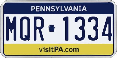 PA license plate MQR1334