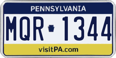 PA license plate MQR1344