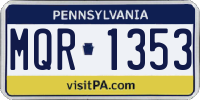 PA license plate MQR1353