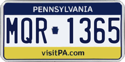 PA license plate MQR1365