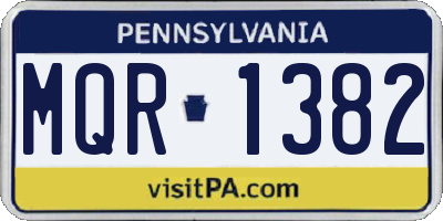 PA license plate MQR1382