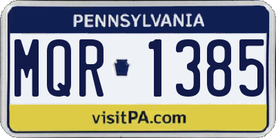 PA license plate MQR1385