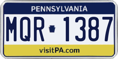 PA license plate MQR1387