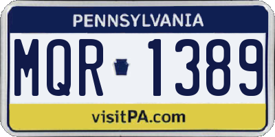PA license plate MQR1389