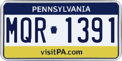 PA license plate MQR1391