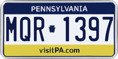 PA license plate MQR1397