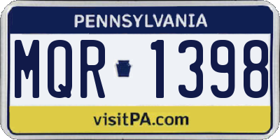 PA license plate MQR1398