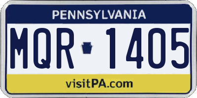 PA license plate MQR1405