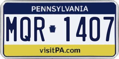 PA license plate MQR1407
