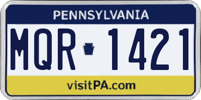PA license plate MQR1421