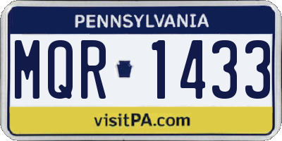 PA license plate MQR1433