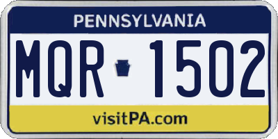 PA license plate MQR1502