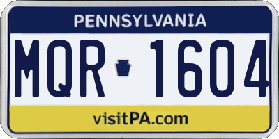 PA license plate MQR1604
