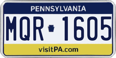 PA license plate MQR1605