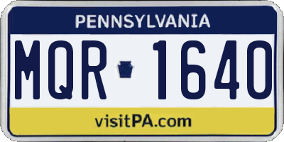 PA license plate MQR1640