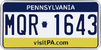 PA license plate MQR1643