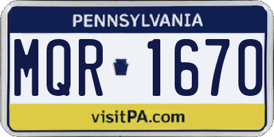 PA license plate MQR1670