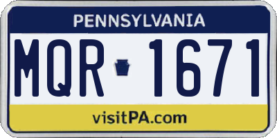PA license plate MQR1671