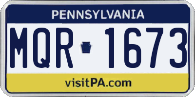 PA license plate MQR1673