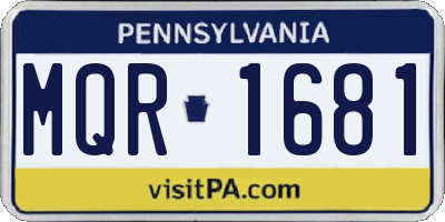 PA license plate MQR1681