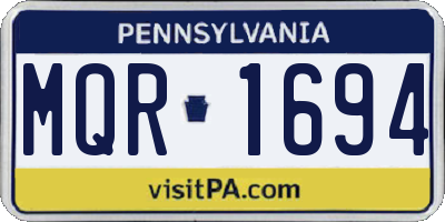 PA license plate MQR1694