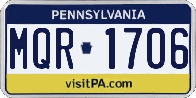 PA license plate MQR1706