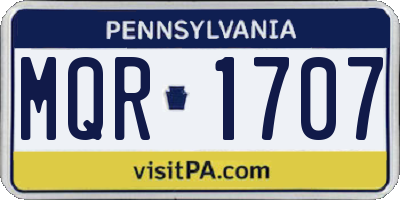 PA license plate MQR1707